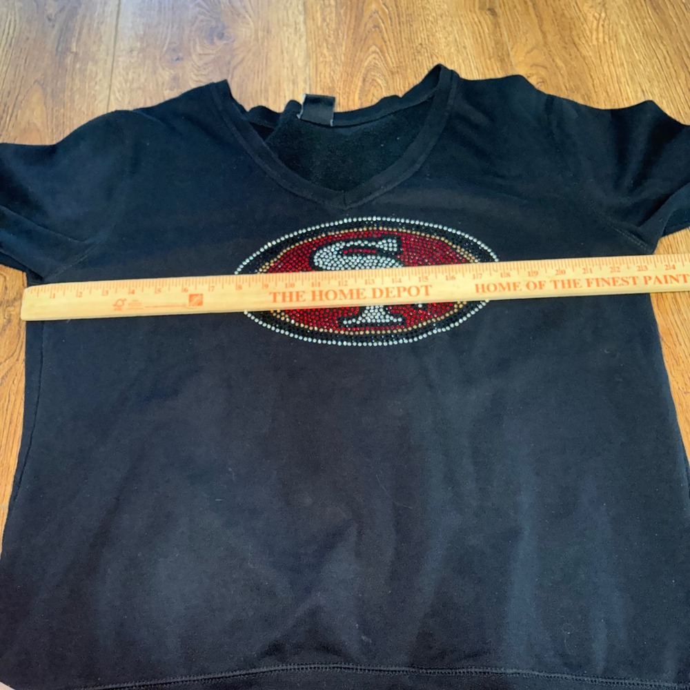 NFL Team Apparel San Francisco 49ers Rhinestone Black Sweatshirt Womens XL Vneck - Picture 7 of 9